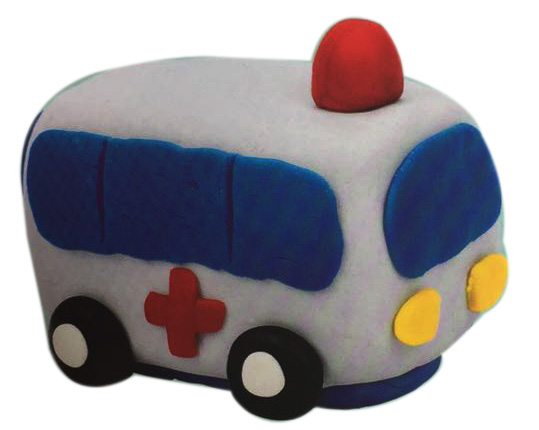 儿童粘土小手工 diy一辆卡通版的救护车-趣味彩泥-魔术铺
