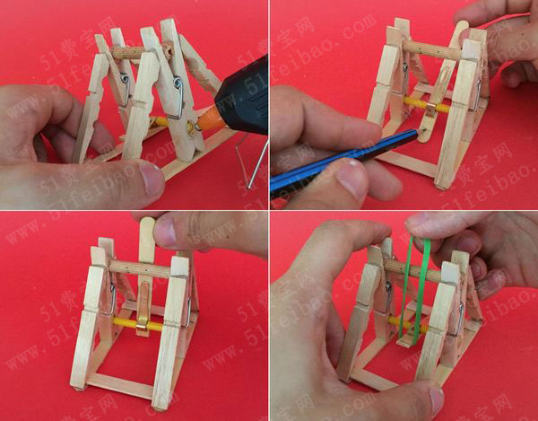 儿童科技DIY木夹玩具弹射器