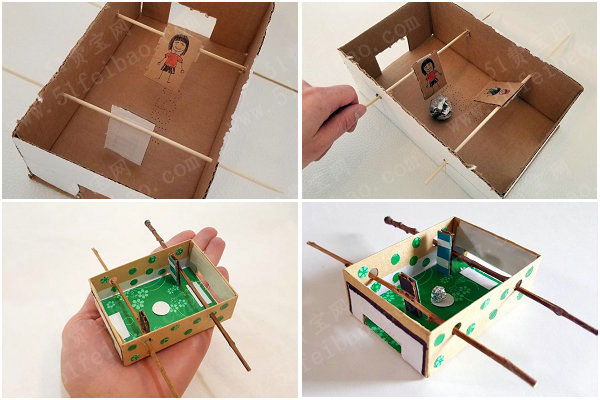 废物利用小创意，DIY简易的掌上足球游戏机
