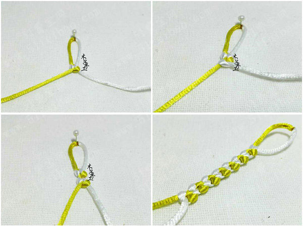 手绳编织基本方法，左右轮结编法手链