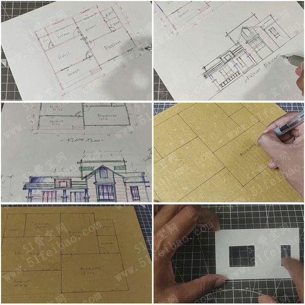 纸板房屋模型教程，小型民居手办制作