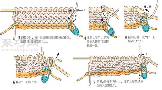 双罗纹针起针：两侧都是2针下针