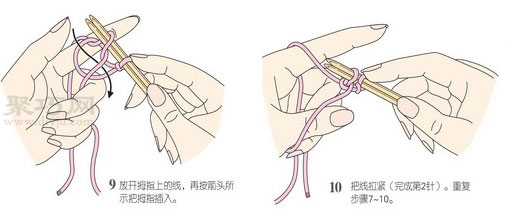 毛线编织起针方法图解9-10步