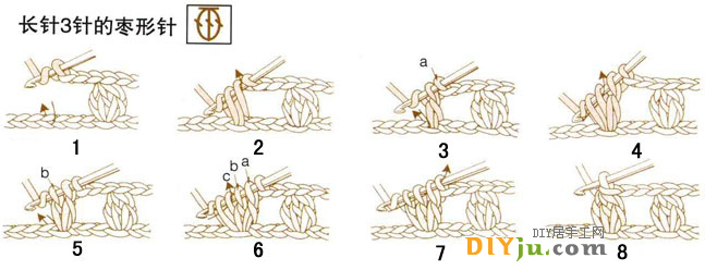 钩针编织花样-长针3针的枣形针