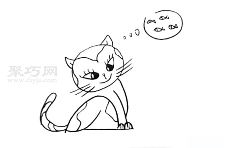 一步一步教你画小花猫简笔画