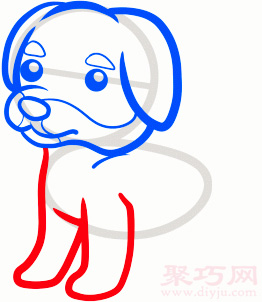 小猎犬仔简笔画第4步