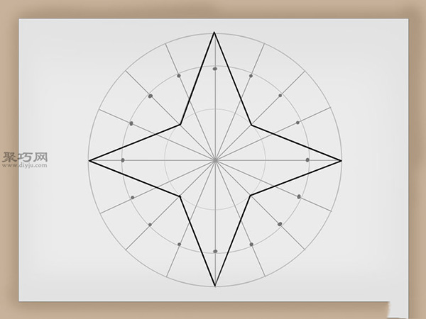 罗盘玫瑰的画法步骤 教你如何画罗盘玫瑰 8