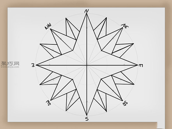 罗盘玫瑰的画法步骤 教你如何画罗盘玫瑰 11