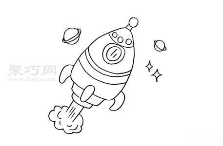 怎么画火箭好看又简单 来看火箭简笔画画法