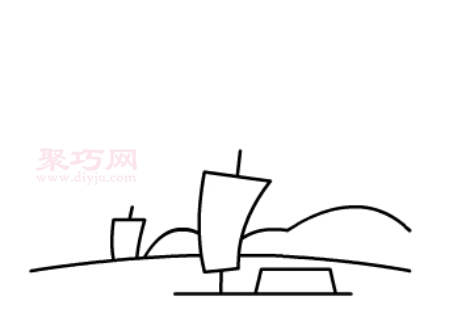 帆船和风景画法第5步