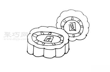 团圆月饼简笔画步骤图解