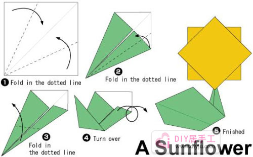 简单手工折纸太阳花折纸教程图解