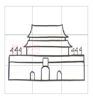 天安门画法第7步