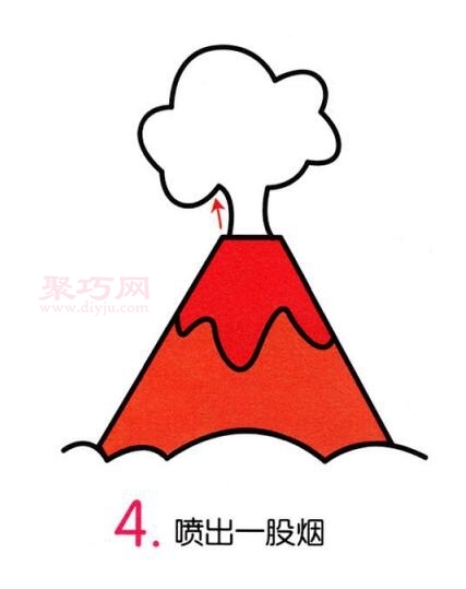 火山喷发画法第4步