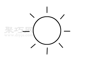 5步画红太阳简笔画