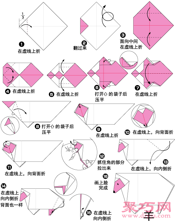 幼儿简单折纸绵羊手工折纸教程