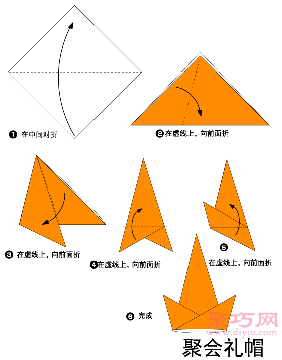 手工折纸尖礼帽教程 尖礼帽的折法图解