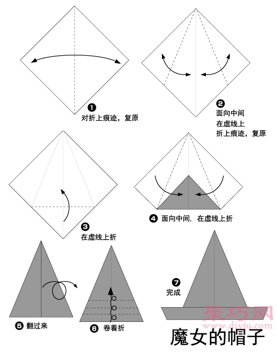 魔法帽的折法图解 教你怎么折纸魔法帽