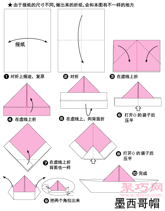 报纸折墨西哥帽教程图解 来学如何用报纸折墨西哥帽