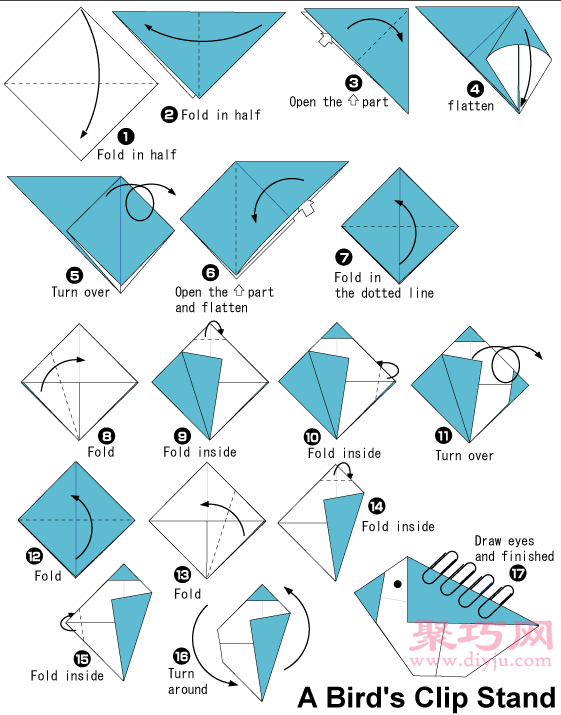 手工折纸夹子收纳小鸟教程 夹子收纳小鸟的折法