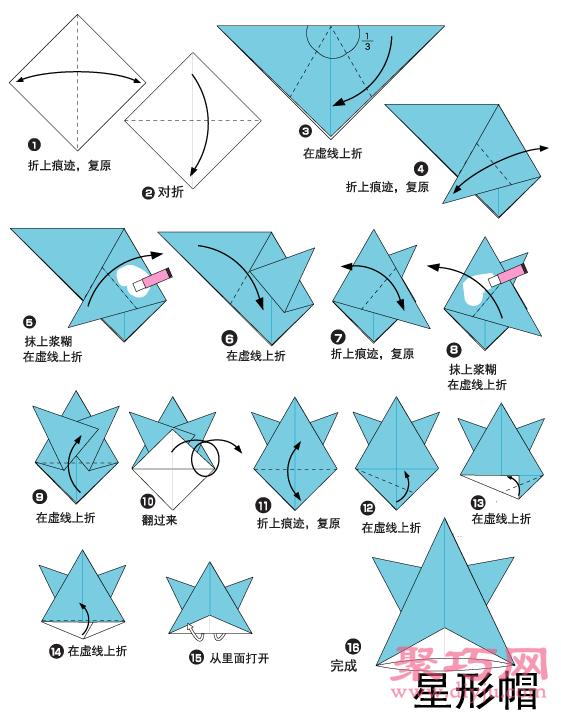 圣诞星星帽子手工diy折纸图解教程圣诞折纸图解教程