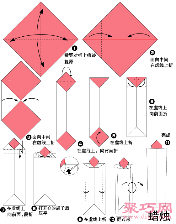 圣诞蜡烛手工diy折纸图解教程手把手教你制作折纸蜡烛的折纸图解